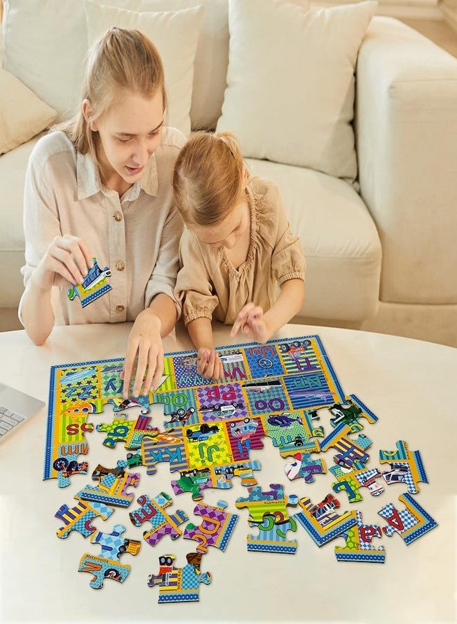 LithoConcepts Floor Puzzle for Kids,48 Piece Transportation Letter A-Z Alphabet Puzzle,Vivid of Cartoon Design Letter Games for Preschoolers,Learn ABCs with Fun- Interactive Educational Toy for Ages 3+ - Image 5